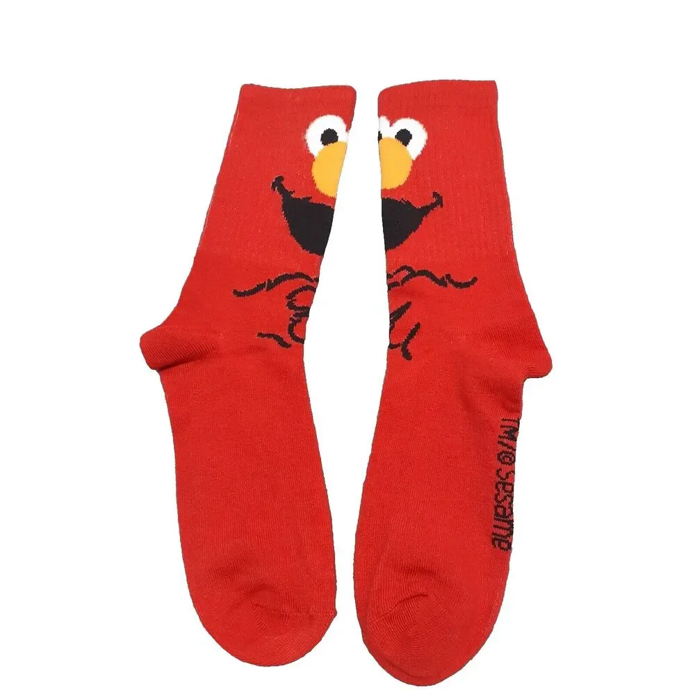 Sesame Street Elmo TV Cartoon 2 Pair Socks Adult Men Crew Size 6-12 NWOT